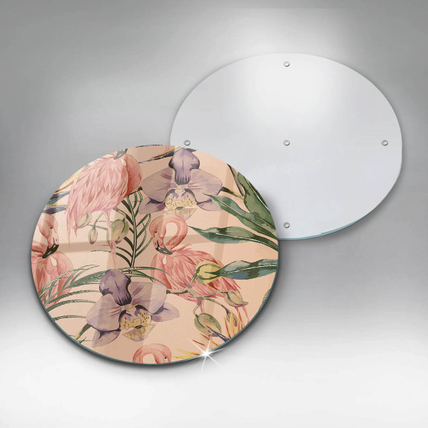 Glas Herdabdeckplatte Flamingos-Illustration