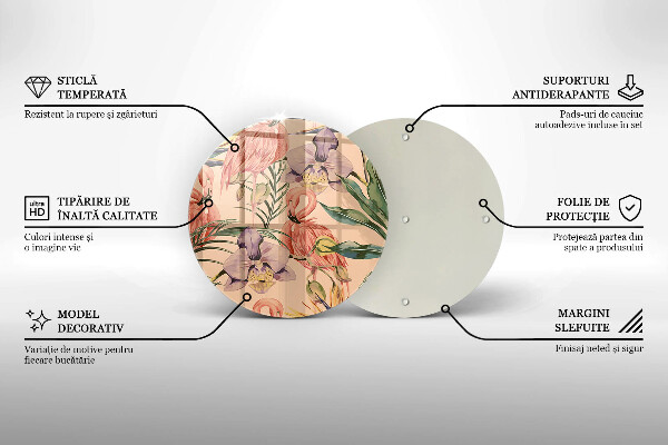 Glas Herdabdeckplatte Flamingos-Illustration