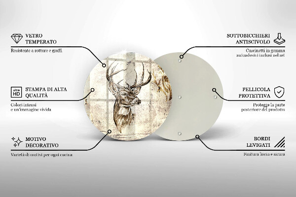 Glas Herdabdeckplatte Hirsch-Tierillustration