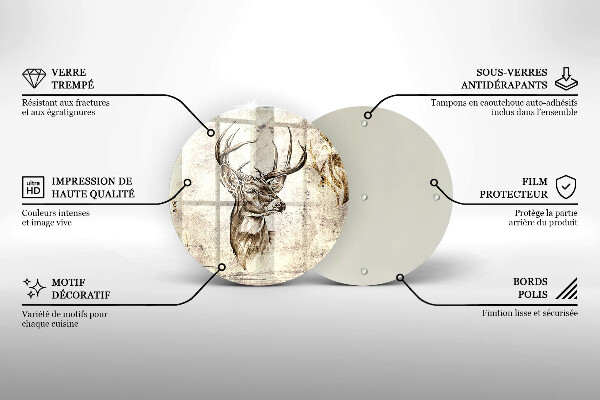 Glas Herdabdeckplatte Hirsch-Tierillustration