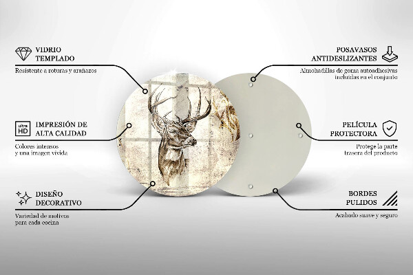 Glas Herdabdeckplatte Hirsch-Tierillustration