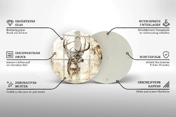 Glas Herdabdeckplatte Hirsch-Tierillustration
