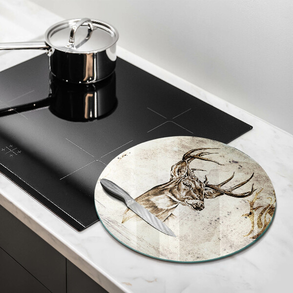 Glas Herdabdeckplatte Hirsch-Tierillustration