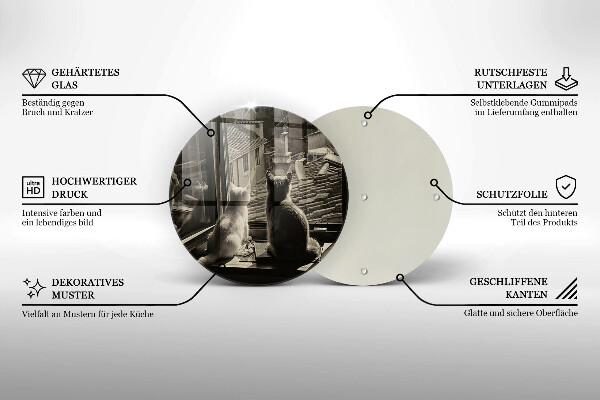 Glas Herdabdeckplatte Katzenstadt und Fenster