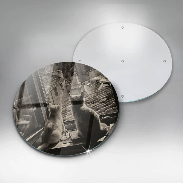 Glas Herdabdeckplatte Katzenstadt und Fenster