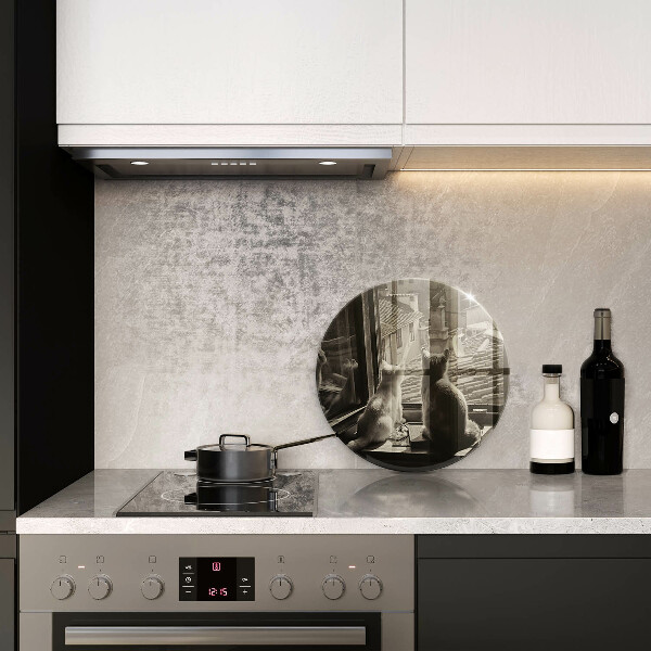 Glas Herdabdeckplatte Katzenstadt und Fenster