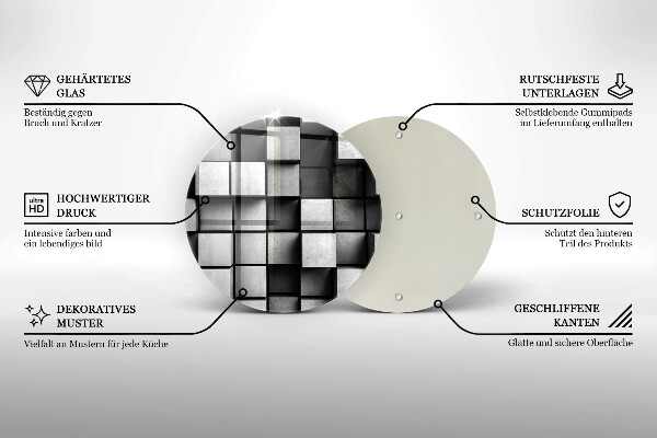 Glas Herdabdeckplatte Abstrakte 3D-Quadrate