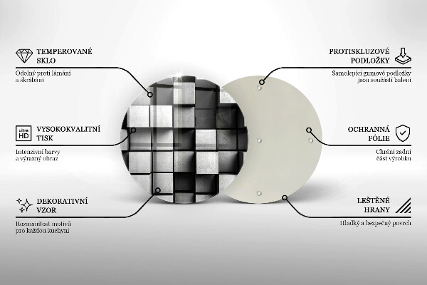Glas Herdabdeckplatte Abstrakte 3D-Quadrate