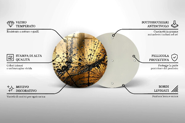 Glas Herdabdeckplatte Tau und Löwenzahn
