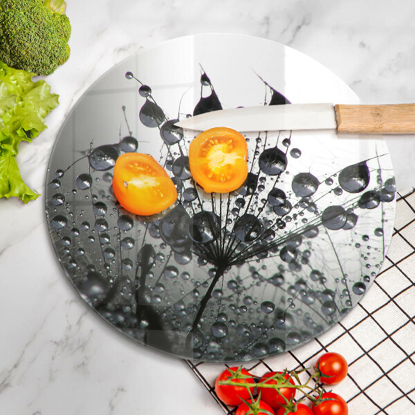 Glas Herdabdeckplatte Löwenzahn und Tau