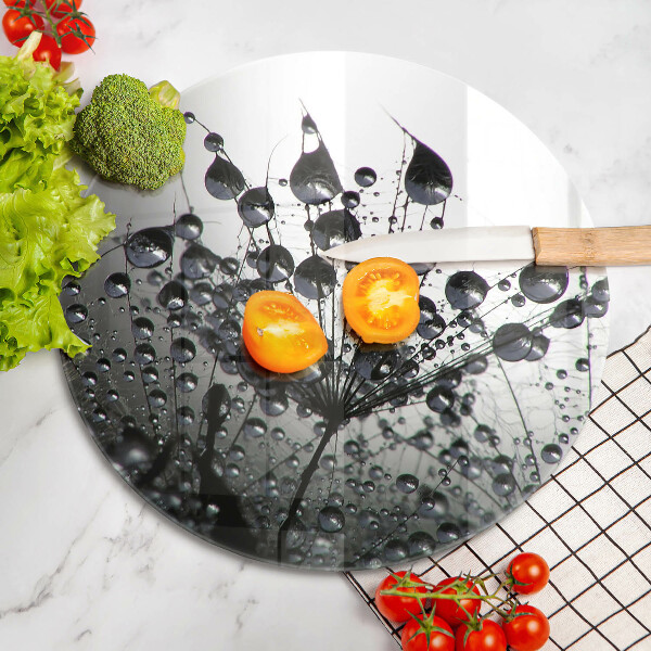 Glas Herdabdeckplatte Löwenzahn und Tau