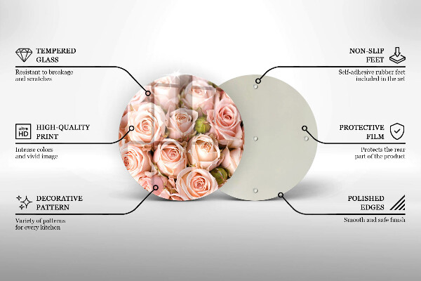 Glas Herdabdeckplatte Strauß zarter Rosen
