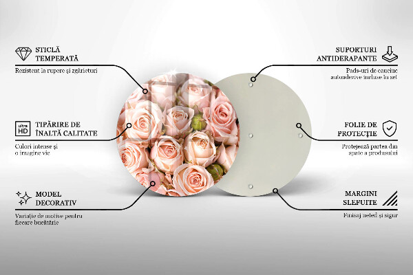 Glas Herdabdeckplatte Strauß zarter Rosen