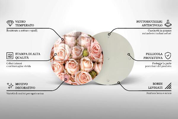 Glas Herdabdeckplatte Strauß zarter Rosen