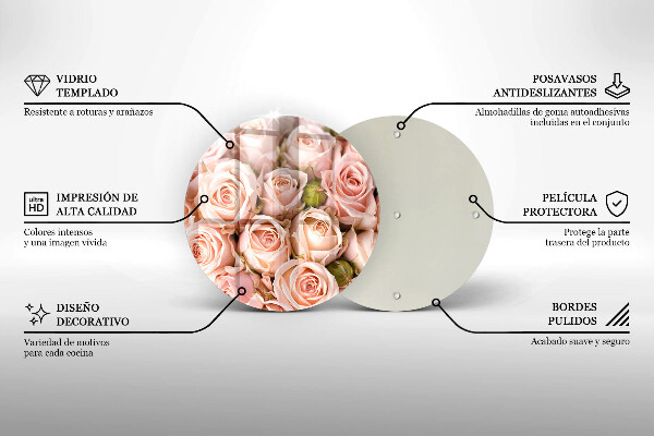 Glas Herdabdeckplatte Strauß zarter Rosen