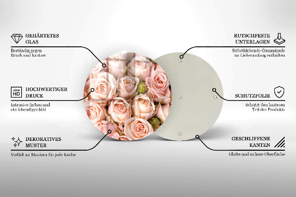 Glas Herdabdeckplatte Strauß zarter Rosen