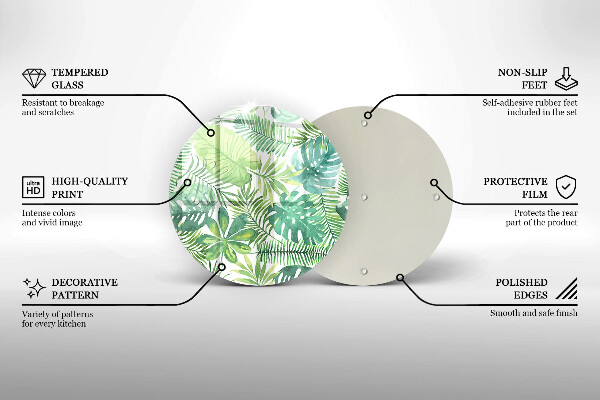 Glas Ceranfeldabdeckung Aquarell-Boho-Blätter
