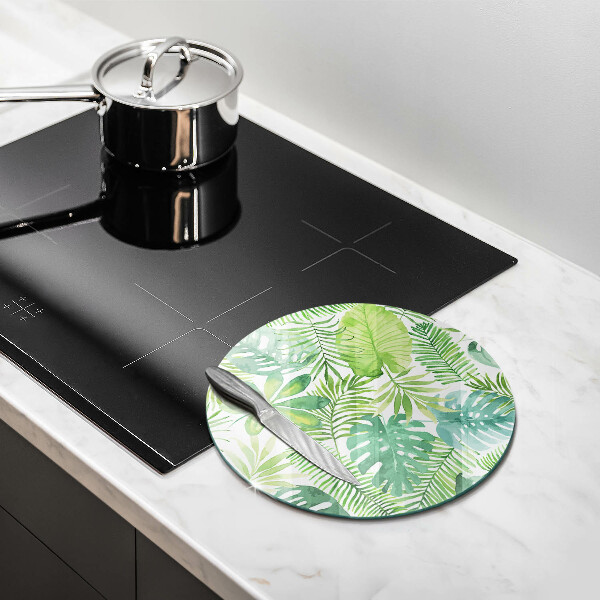 Glas Ceranfeldabdeckung Aquarell-Boho-Blätter