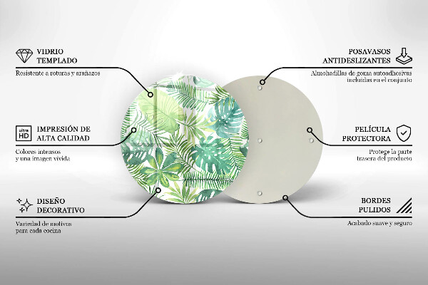 Glas Ceranfeldabdeckung Aquarell-Boho-Blätter