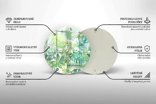 Glas Ceranfeldabdeckung Aquarell-Boho-Blätter