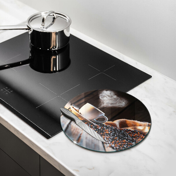 Glas Ceranfeldabdeckung Kaffeetasse und Herz