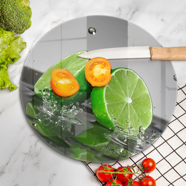 Glas Ceranfeldabdeckung Saftige Limetten und Wasser