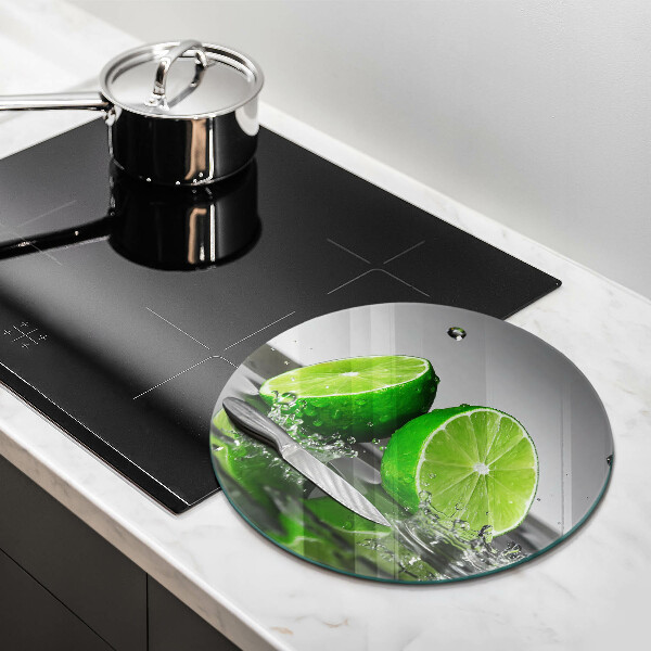 Glas Ceranfeldabdeckung Saftige Limetten und Wasser