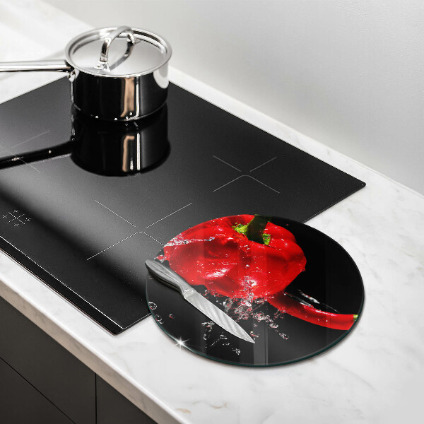 Glas Herdabdeckplatte Rote Paprika in Wasser