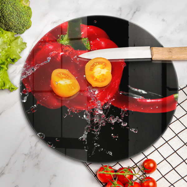 Glas Herdabdeckplatte Rote Paprika in Wasser