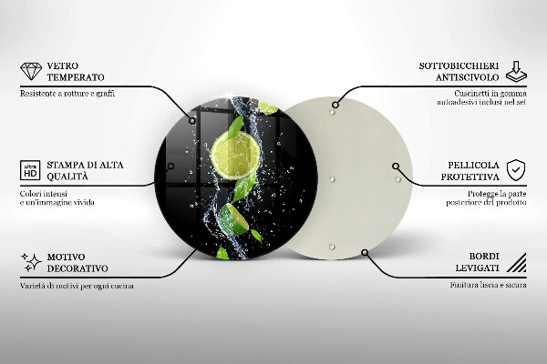 Glas Herdabdeckplatte Saftige Limetten in Wasser