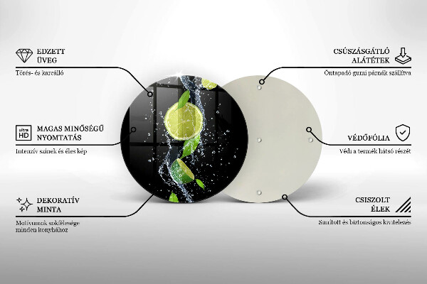 Glas Herdabdeckplatte Saftige Limetten in Wasser