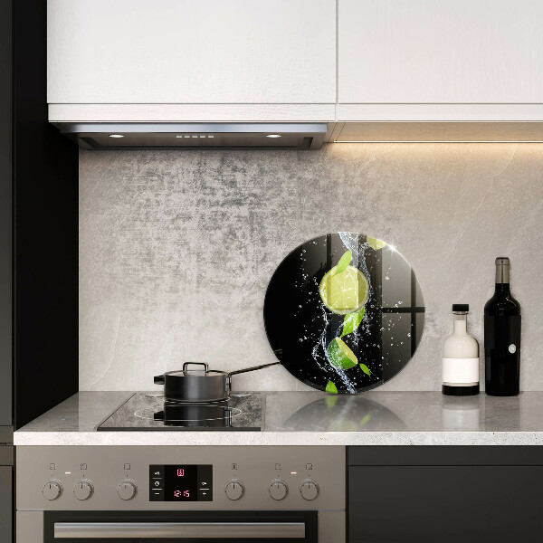 Glas Herdabdeckplatte Saftige Limetten in Wasser