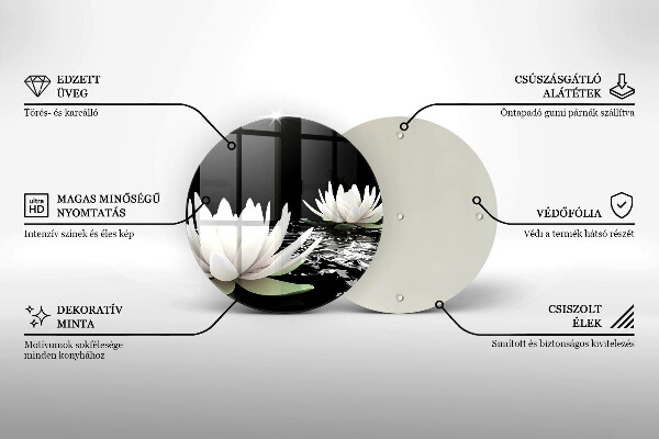 Glas Herdabdeckplatte Weiße Lilien auf dem Wasser