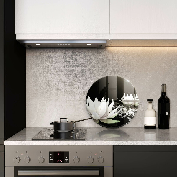 Glas Herdabdeckplatte Weiße Lilien auf dem Wasser