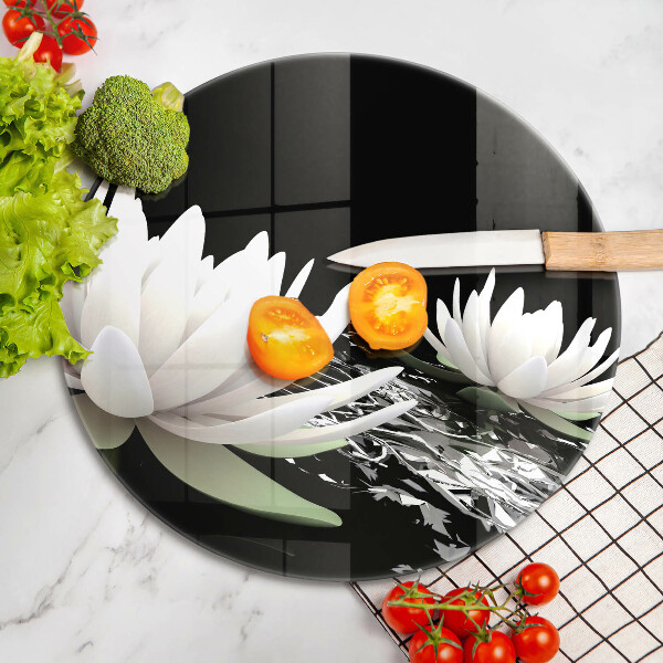 Glas Herdabdeckplatte Weiße Lilien auf dem Wasser