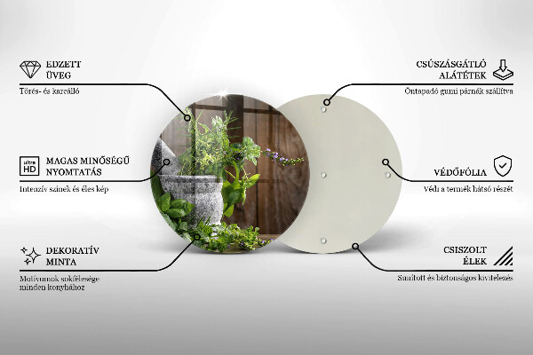 Glas Herdabdeckplatte Pflanzen Kräuter und Holz