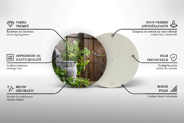Glas Herdabdeckplatte Pflanzen Kräuter und Holz