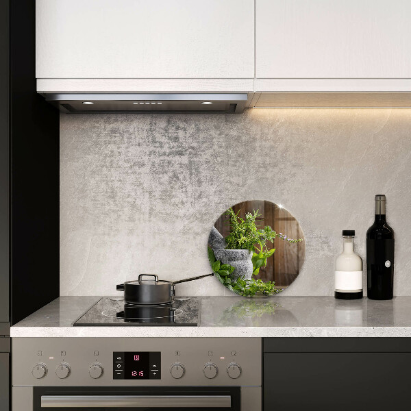 Glas Herdabdeckplatte Pflanzen Kräuter und Holz