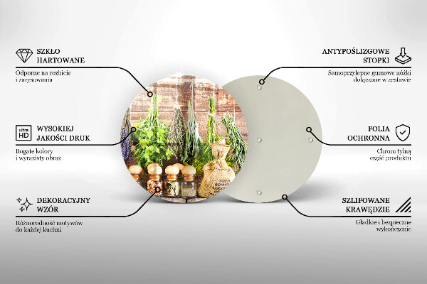 Glas Herdabdeckplatte Kräuter Gewürze und Holz