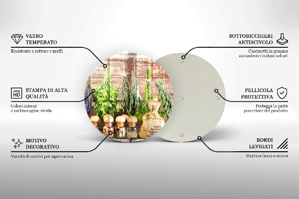 Glas Herdabdeckplatte Kräuter Gewürze und Holz