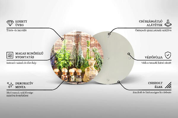 Glas Herdabdeckplatte Kräuter Gewürze und Holz