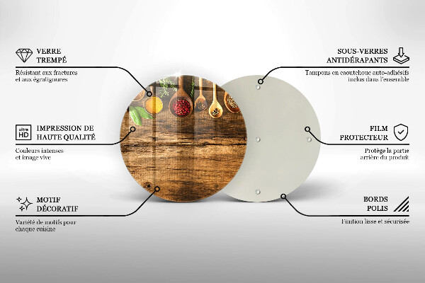 Glas Herdabdeckplatte Holzlöffel mit Gewürzen