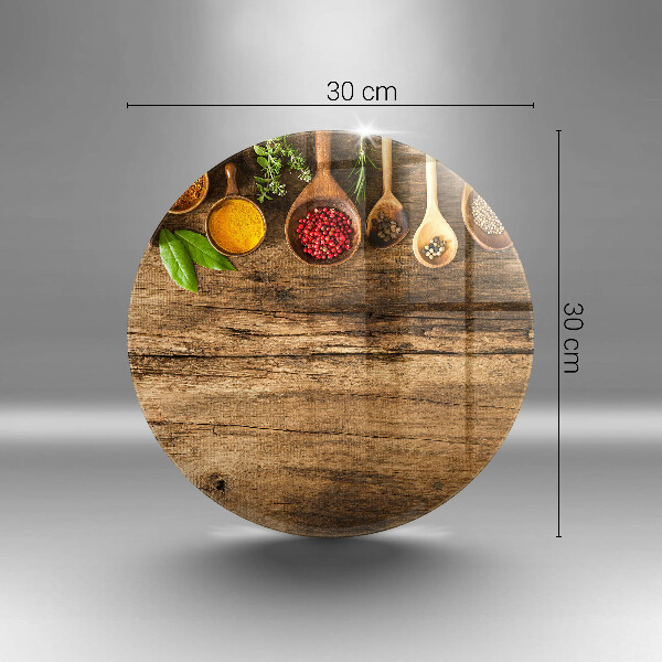 Glas Herdabdeckplatte Holzlöffel mit Gewürzen