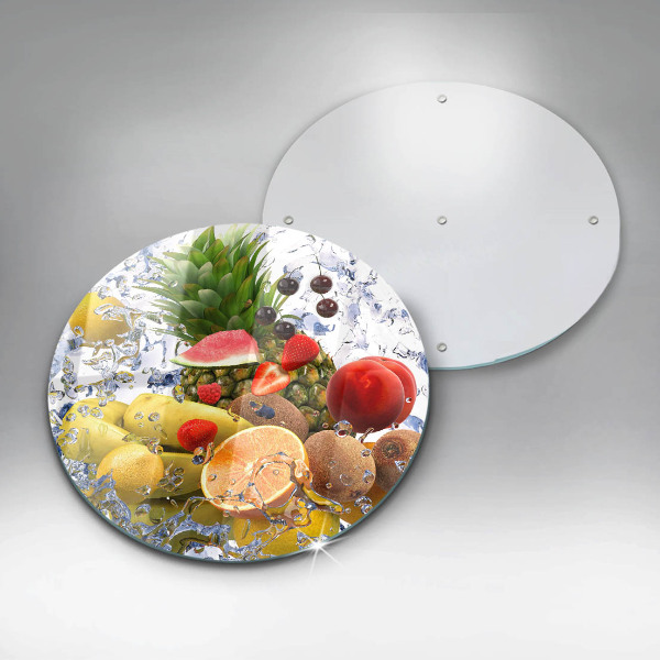 Glas Herdabdeckplatte Saftige Früchte und Wasser