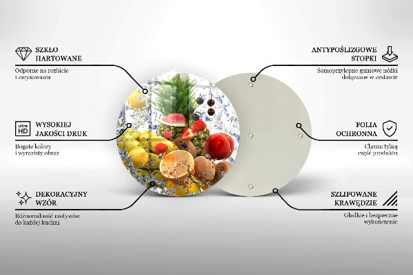 Glas Herdabdeckplatte Saftige Früchte und Wasser