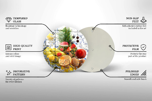 Glas Herdabdeckplatte Saftige Früchte und Wasser