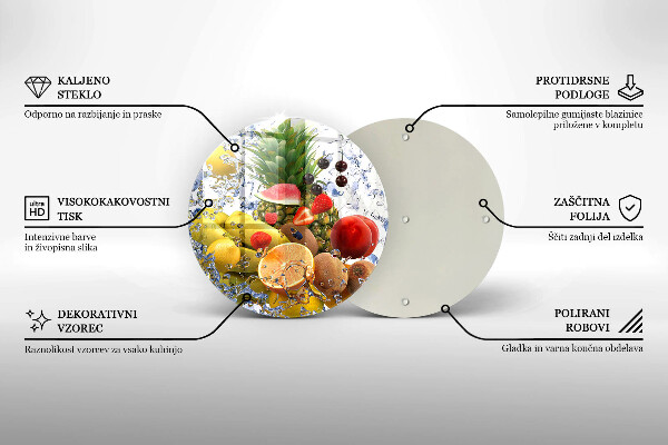 Glas Herdabdeckplatte Saftige Früchte und Wasser