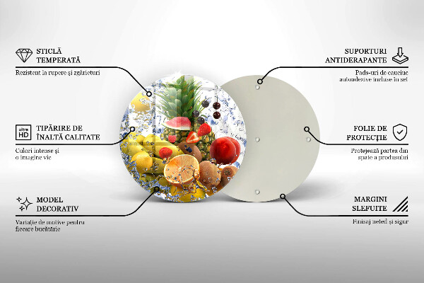 Glas Herdabdeckplatte Saftige Früchte und Wasser