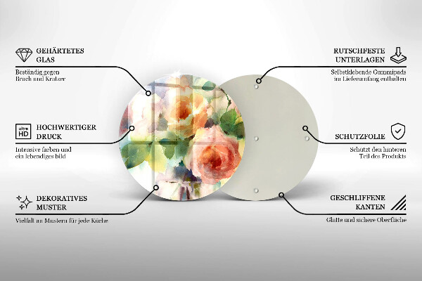 Glas Ceranfeldabdeckung Bemalte Blumen