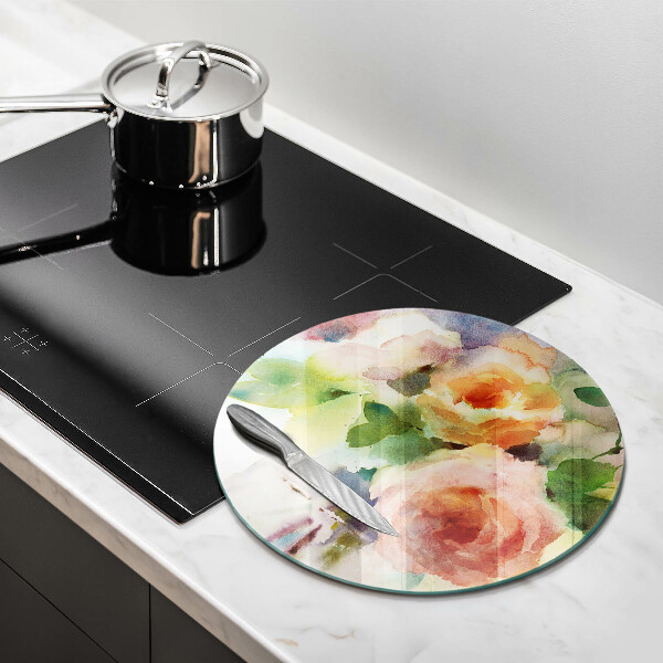 Glas Ceranfeldabdeckung Bemalte Blumen